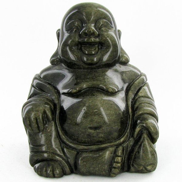1500ct Handcarved Rainbow Obsidian Buddha: Well crafted piece; 3"