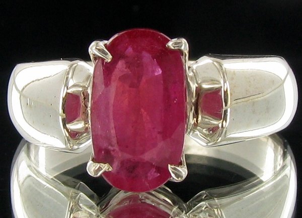 23.85twc Madagascar Ruby Sterling Ring: Well crafted piece; stone with customary treatment