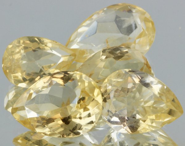 22.2ct Lemon Yellow Citrine Pear Cut Parcel: Excellent heated grade 9 of 10 specimen; estimated Gem Guide wholesale $35, estimated retail $100; Africa origin