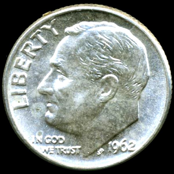 1962D FDR 10c MS66/67 Full Bands: Excellent gem piece