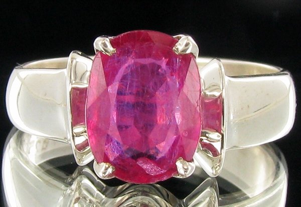 23.85twc Madagascar Ruby Sterling Ring: Well crafted piece; stone with customary treatment