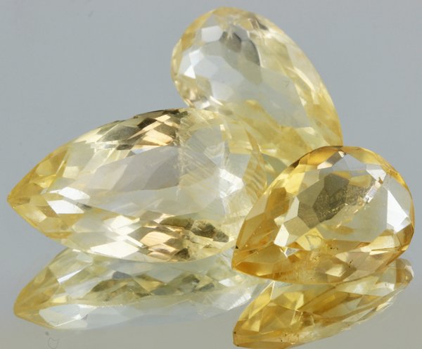 23.45ct Lemon Yellow Citrine Pear Cut Parcel: Excellent heated grade 9 of 10 specimen; estimated Gem Guide wholesale $35, estimated retail $100; Africa origin