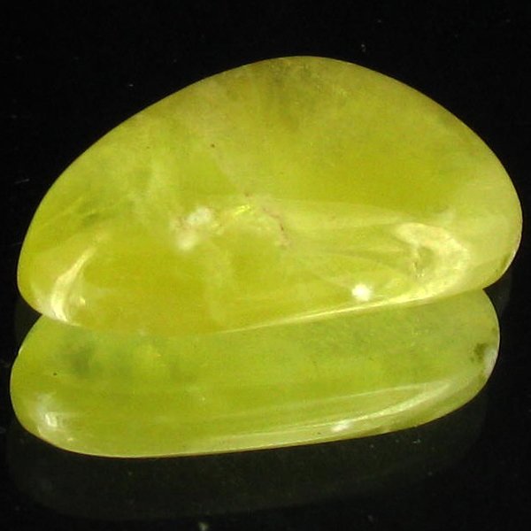 18.35ct Lemon Prehnite Cabochon: Excellent piece; well cut and colored; with treatment