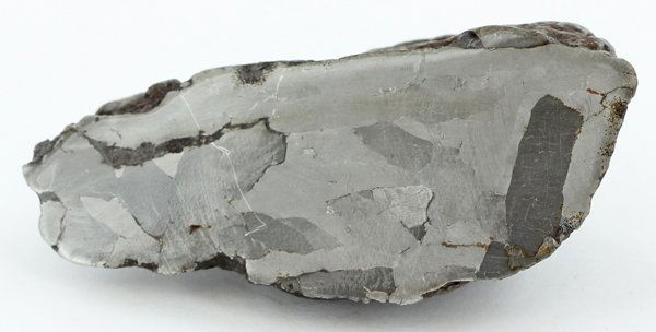 166gm Sliced/Etched Del Campo Meteorite Cut Half: Scarce remnant of prehistoric (2000-4000bc) meteorite discovered in the 16th century; a main mass of 18 tons has been discovered along with a shower of smaller breakup fragments; cosmic age is young f