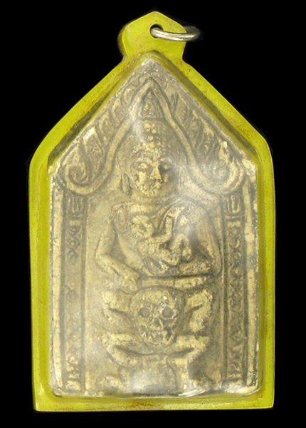 Antique Thai Clay Amulet 1920s Buddha Infant: Scarce piece in lucite case