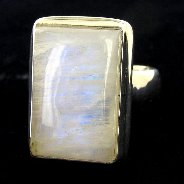 64.81twc Moonstone Sterling Ring: Excellent well crafted piece; stone well cut/colored with treatment