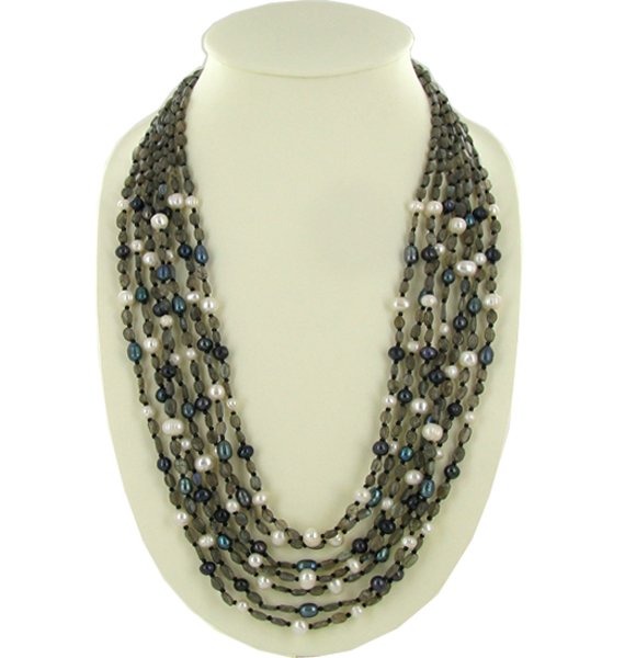 1000twc Labradorite Pearl Bead Necklace: Excellent well-crafted piece