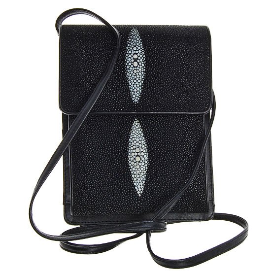 Unisex Stingray Shoulder Bag 3 Pelts: Well made from 3 skins new stingray hide shoulder bag perfect for travel or smell camera; fold out interior includes zippered compartment; coin holder; pen holder; ID holder; multiple card slots and a