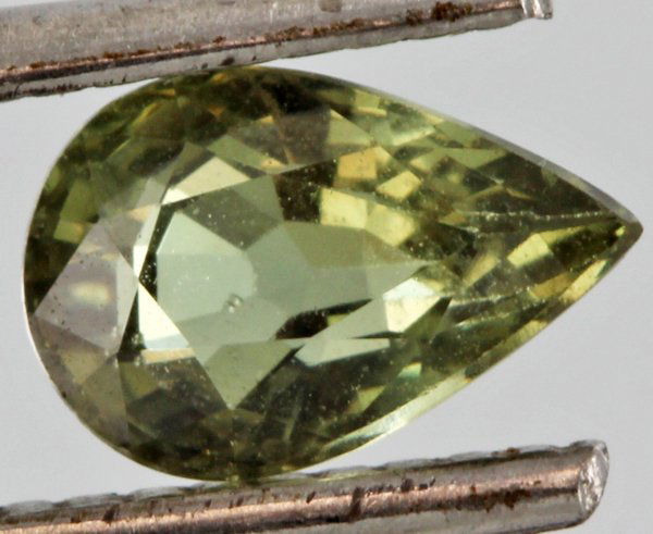 1.27ct Green Color Change Alexandrite Pear Cut: Excellent untreated grade 8 of 10 specimen; estimated Gem Guide wholesale $4500, estimated retail $12000; Tanzania origin
