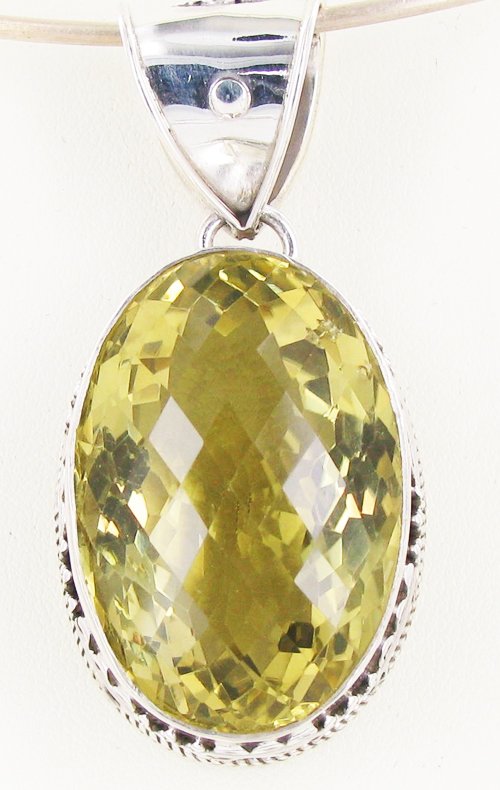 175twc Lemon Citrine Sterling Pendant: Excellent well-crafted piece; stones with treatment