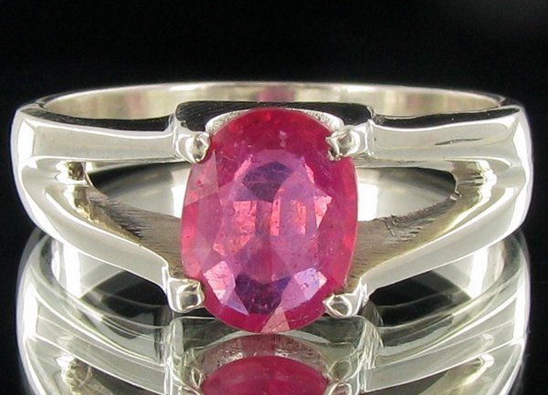 23twc Madagascar Ruby Sterling Ring: Well crafted piece; stone with customary treatment