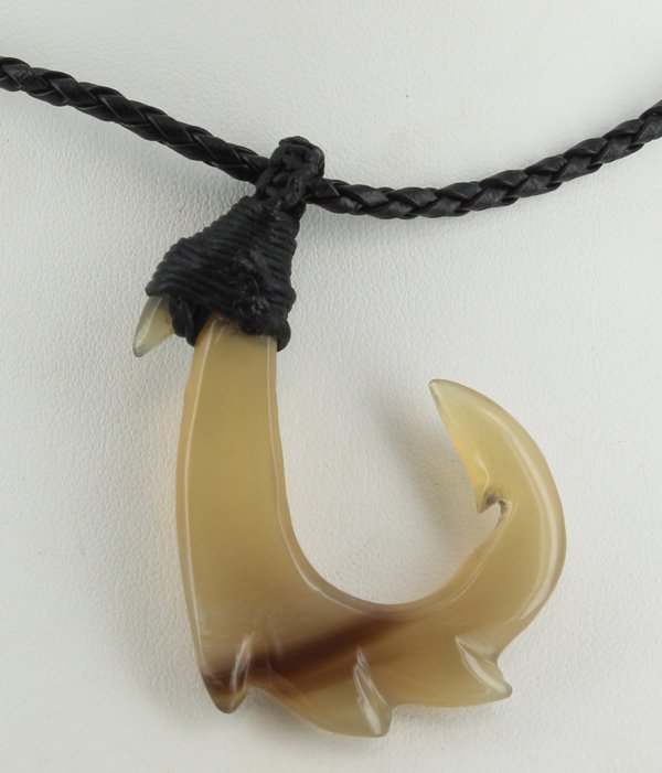 Scarce Buffalo Horn Hawaii Fishhook Pendant Choker Pair: Excellent new handcrafted pieces