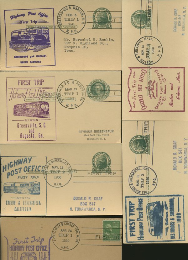 SCARCE 1950s HWY POST OFFICE 1ST DAY COVER COLLECTION: As pictured, scarce low volume issues