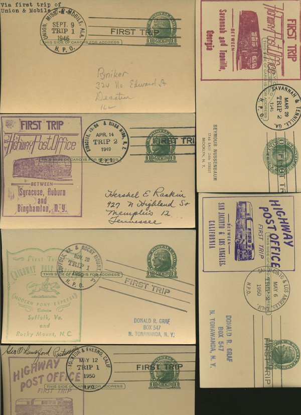 SCARCE 1950s HWY POST OFFICE 1ST DAY COVER COLLECTION: As pictured, scarce low volume issues