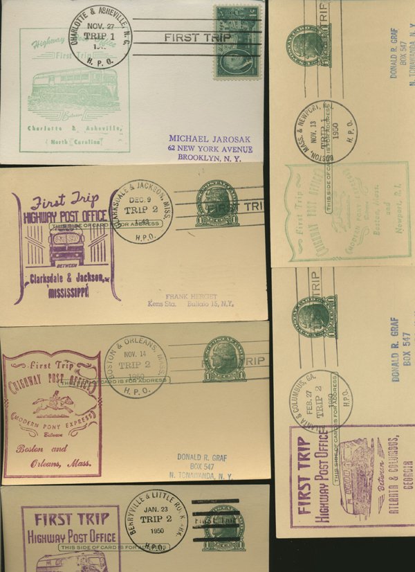 SCARCE 1950s HWY POST OFFICE 1ST DAY COVER COLLECTION: As pictured, scarce low volume issues