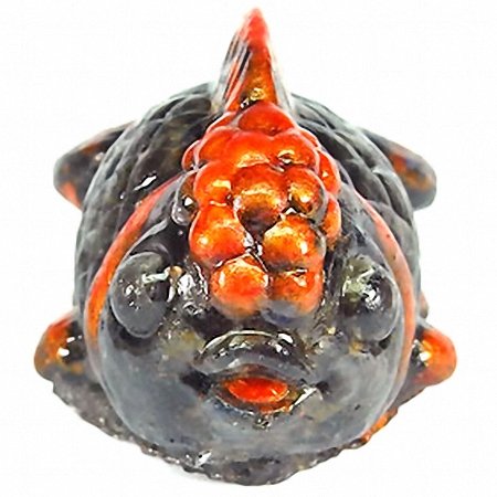 420ct. Gold Fish Statue Statue Blk Star Sapphire: Scarce piece; made of bonded translucent blue sapphire