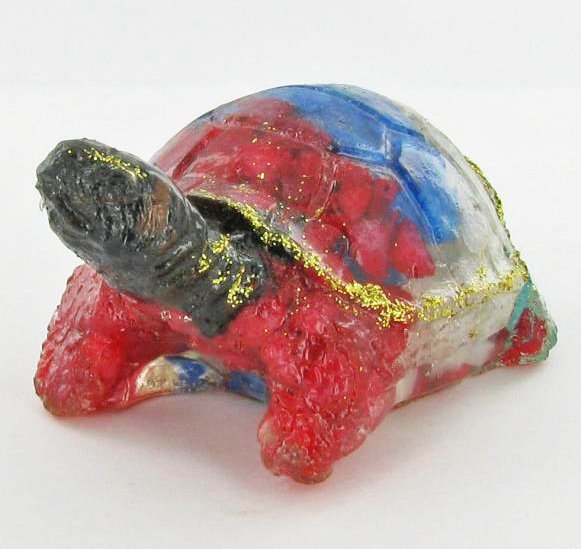 550ct. Star Sapphire/Topaz Turtle/Tortoise Statue: Scarce piece; made of bonded translucent blue sapphire