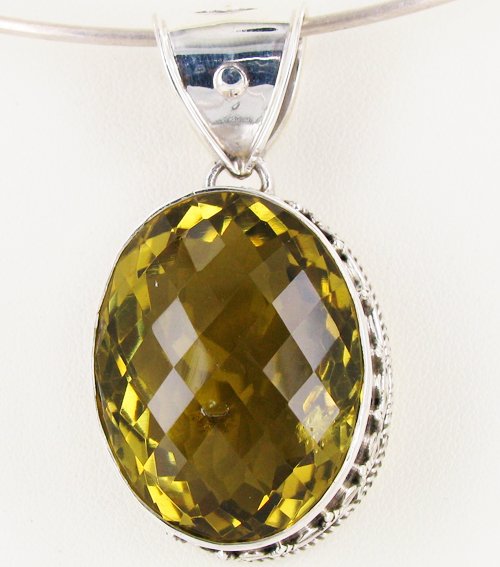 190twc Lemon Citrine Sterling Pendant: Excellent well-crafted piece; stones with treatment