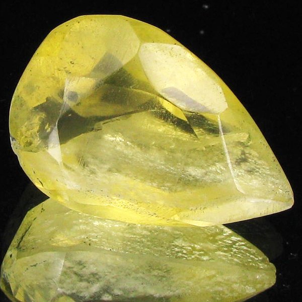 38.15ct Untreated Natural Lemon Citrine Pear: Excellent piece; well cut & colored; NO treatment