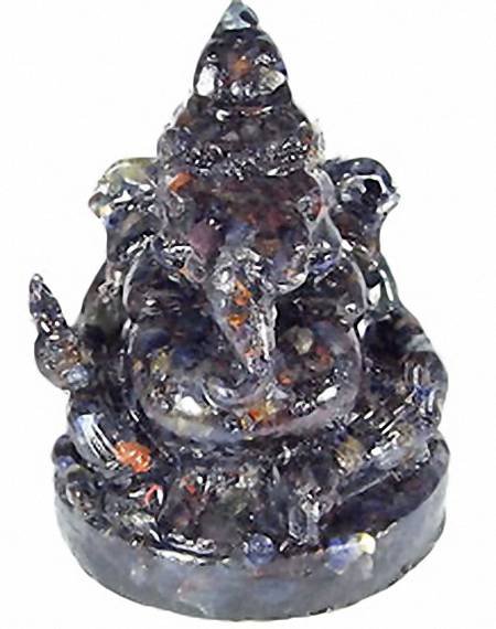 670ct. Nice Blue Sapphire Ganesh Buddha Statue: Scarce piece; made of bonded translucent blue sapphire