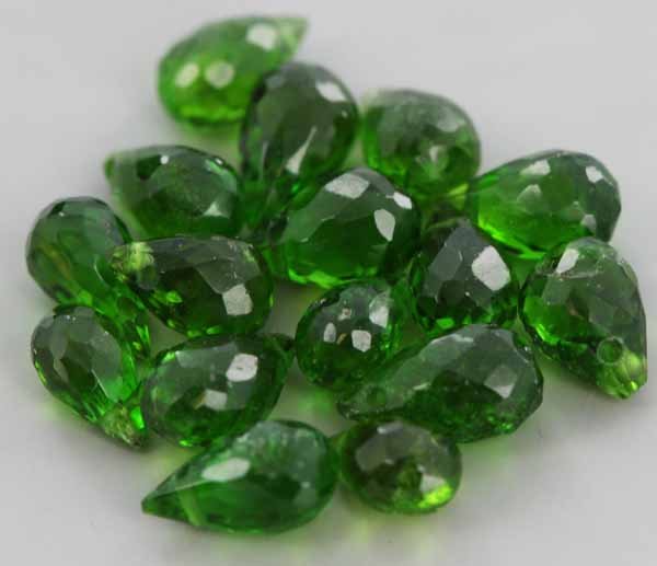 7.8ct Chrome Diopside Briolette Parcel: Nice parcel, Well colored & cut; with customary treatment