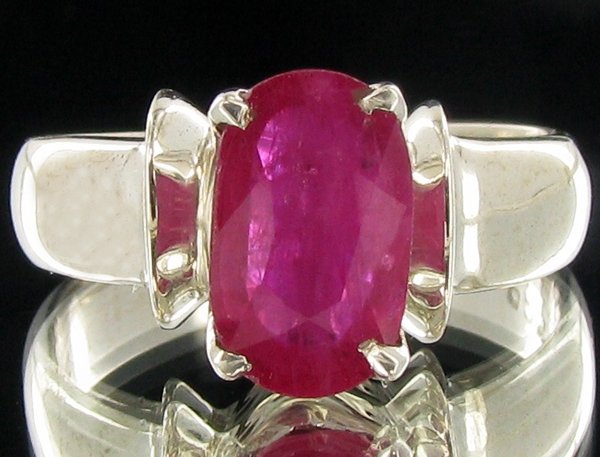 23.1twc Madagascar Ruby Sterling Ring: Well crafted piece; stone with customary treatment