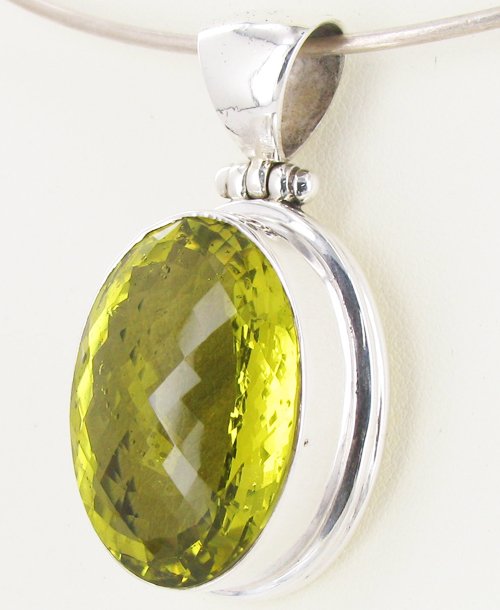 130twc Lemon Citrine Sterling Pendant: Excellent well-crafted piece; stones with treatment