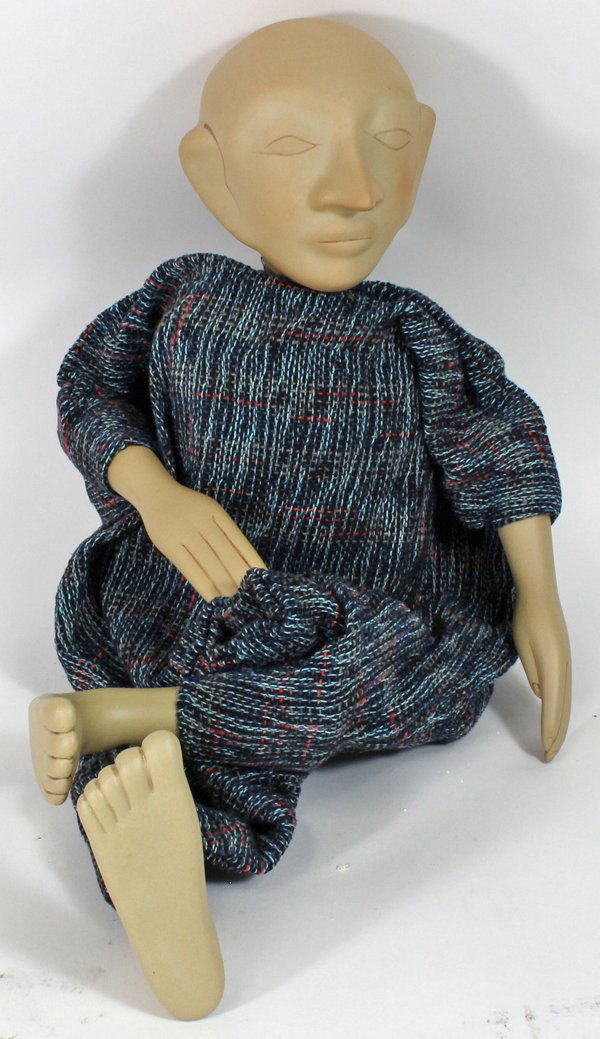 Hand Crafted Porcelain Puppet Doll: Hand crafted porcelain head hands and feet ready for your decoration; 14"