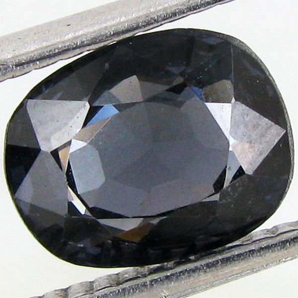 2.40ct Oval Silver Titanium Spinel: Excellent specimen; well cut and colored; with customary treatment unless noted otherwise