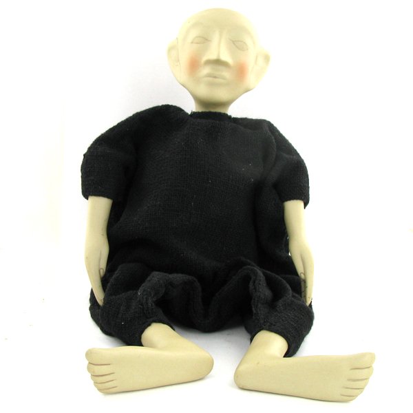 Hand Crafted Porcelain Puppet Doll: Hand crafted porcelain head hands and feet ready for your decoration; 14"
