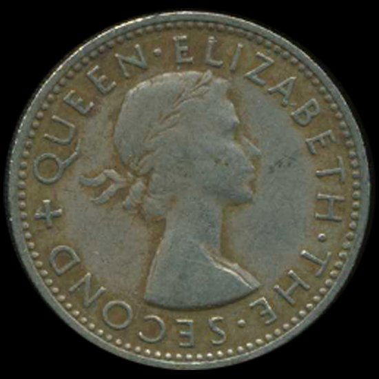1955 New Zealand Shilling Elizabeth XH Scarce: Excellent XF; only 200k minted