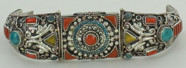 Heavy Tibet Coral Carnelian &Turquoise Bracelet: Excellent handcrafted piece