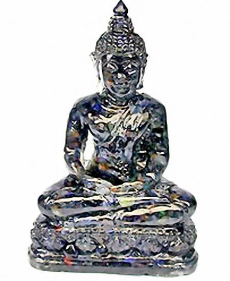 500ct. Buddha Statue Blue Sapphire: Scarce piece; made of bonded translucent blue sapphire