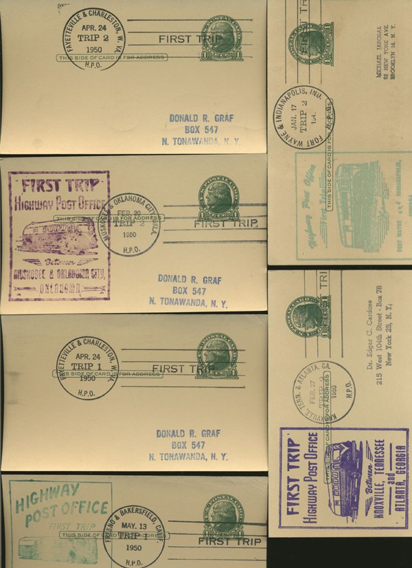 SCARCE 1950s HWY POST OFFICE 1ST DAY COVER COLLECTION: As pictured, scarce low volume issues