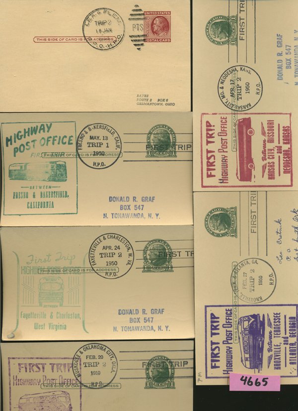 SCARCE 1950s HWY POST OFFICE 1ST DAY COVER COLLECTION: As pictured, scarce low volume issues