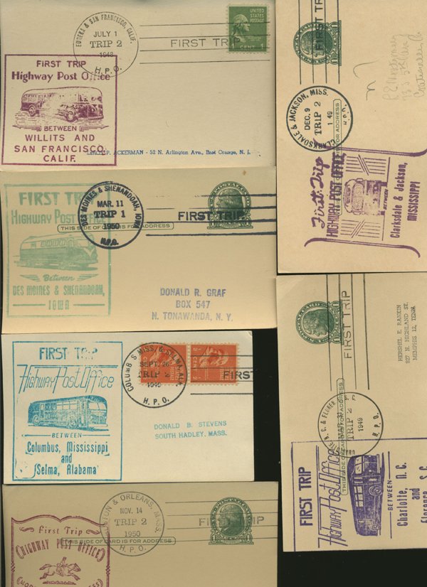 SCARCE 1950s HWY POST OFFICE 1ST DAY COVER COLLECTION: As pictured, scarce low volume issues