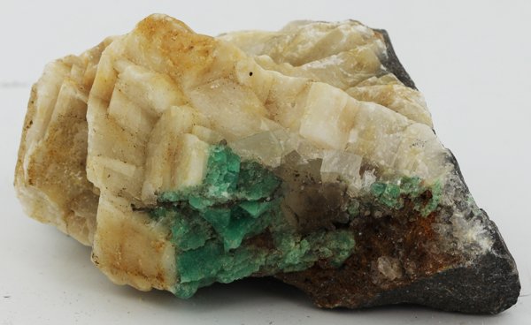 1520ct Natural Colombian Emerald Crystal Cluster: Excellent specimen with pyrite crystals and small emerald crystal vein on base material
