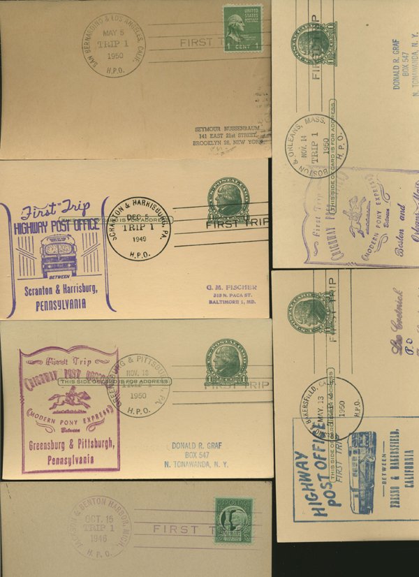 SCARCE 1950s HWY POST OFFICE 1ST DAY COVER COLLECTION: As pictured, scarce low volume issues