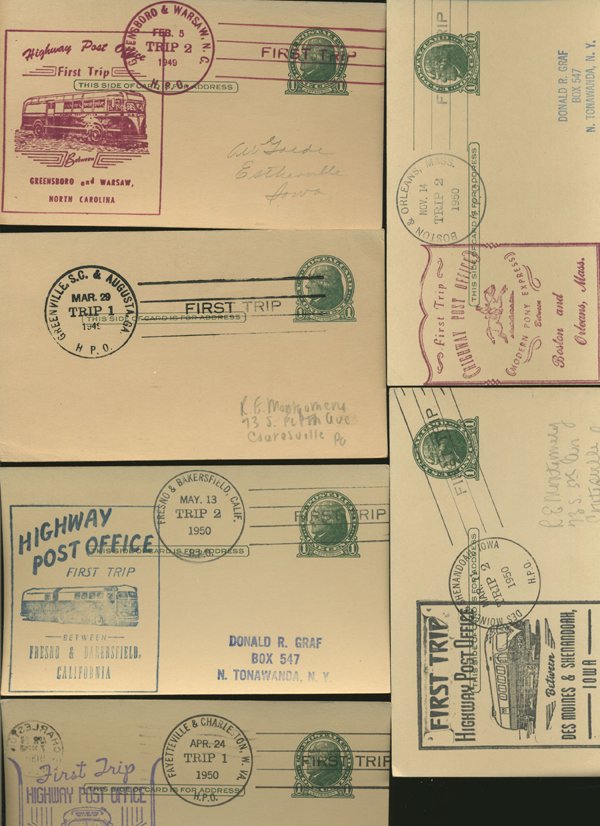 SCARCE 1950s HWY POST OFFICE 1ST DAY COVER COLLECTION: As pictured, scarce low volume issues