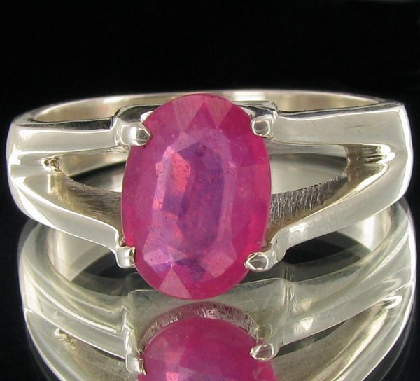 24.55twc Madagascar Ruby Sterling Ring: Well crafted piece; stone with customary treatment