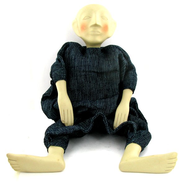 Hand Crafted Porcelain Puppet Doll: Hand crafted porcelain head hands and feet ready for your decoration; 14"