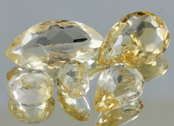 20.65ct Lemon Yellow Citrine Mixed Cut Parcel: Excellent heated grade 9 of 10 specimen; estimated Gem Guide wholesale $35, estimated retail $100; Africa origin