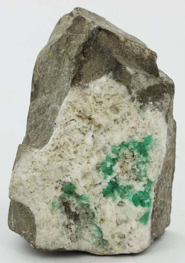 1235ct Natural Colombian Emerald Crystal Cluster: Excellent specimen with pyrite crystals and small emerald crystal vein on base material