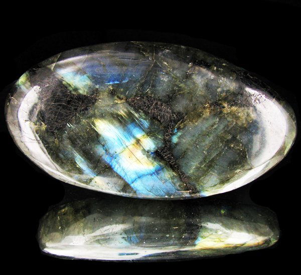 875ct Large Polished Rainbow Labradorite Cabochon: Excellent natural polished specimen