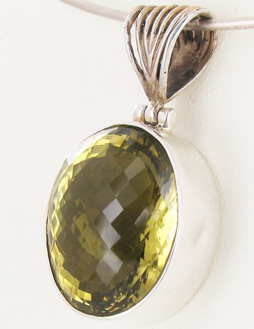 120twc Lemon Citrine Sterling Pendant: Excellent well-crafted piece; stones with treatment