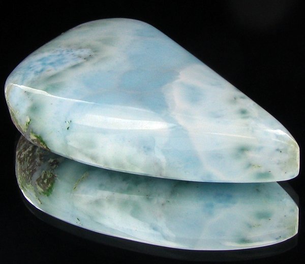 57.9ct Blue Green Larimar/Pectolite Cabochon: Excellent scarce treated grade 6 of 10 specimen; Dominican Republic origin, the world's only source