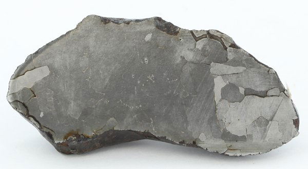 117gm Sliced/Etched Del Campo Meteorite Cut Half: Scarce remnant of prehistoric (2000-4000bc) meteorite discovered in the 16th century; a main mass of 18 tons has been discovered along with a shower of smaller breakup fragments; cosmic age is young f