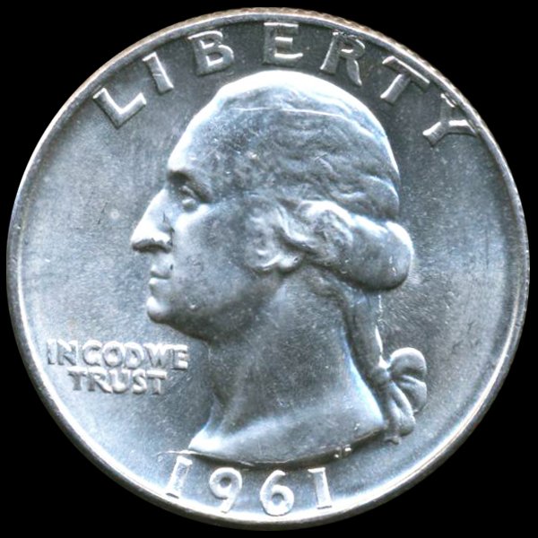 1961D Washington 25c MS64/65 ERRORS: GEM piece with die break looking like straw in eagle's mouth and L in Dollar srtuck thru debris on reverse