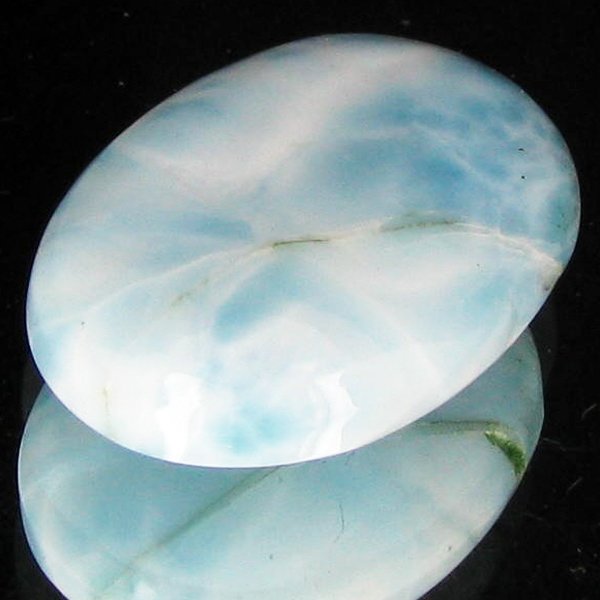 27.15ct Scarce Carribean Larimar Cabochon: Scarce blue pectolite "Larimar" found only in Dominican Republic; well cut & colored