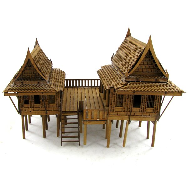 Thai Teak House Model Kit: Excellent unassembled kit all in teak; base and landscaping not included